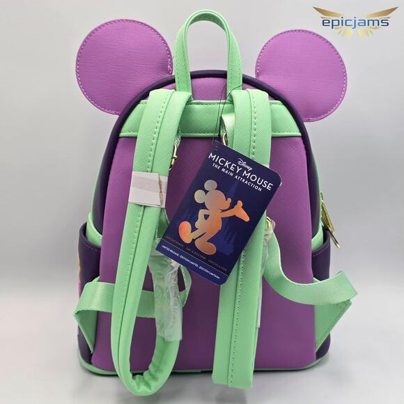 Loungefly Disney Parks Mickey Mouse Mad Tea Party Purple Mini Backpack Bag New - Picture 6 of 7